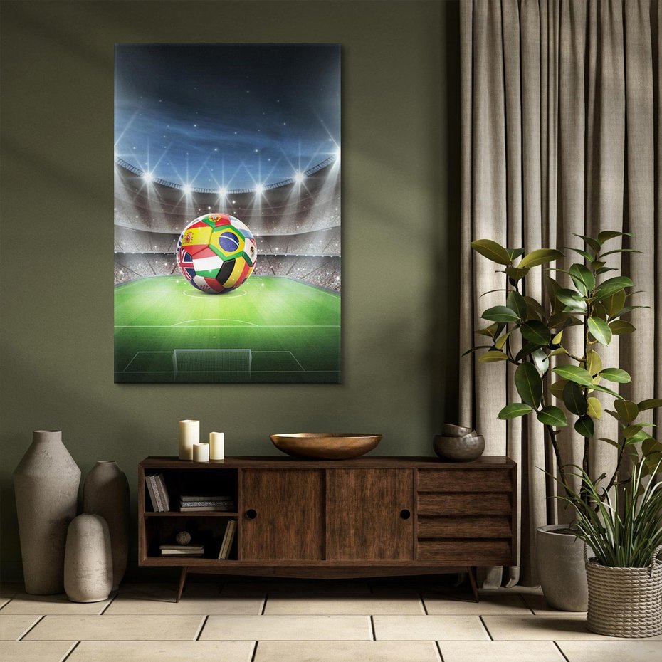 Obraz na płótnie 50x70 - Piłka nożna na stadionie: Pasja sportu - stadion, piłka