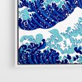 Obraz w ramie 70x50 - Fala Japandi - wielka fala w Kaganawie, obraz Hokusai - rama biała