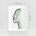 Plakat w ramie 30x40 - Zielony Profil - abstrakcja, zielony portret z profilu - rama biała