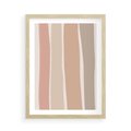 Plakat w ramie 50x70 - Tęczowa Zgaszona Aura - abstakcyjne tęczowe pasy, delikatne odcienie beżu - rama drewno