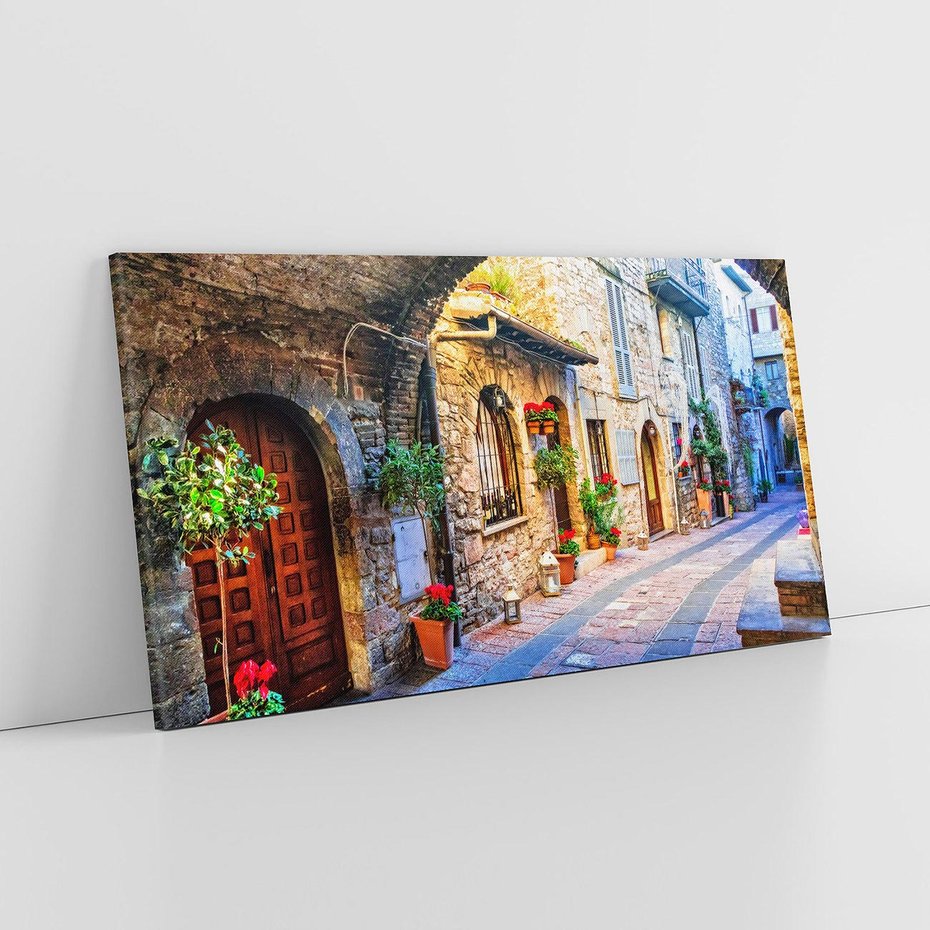 Obraz na płótnie 120x60 - Kwiecista uliczka - uliczka, miasto