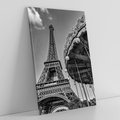 Obraz na płótnie 80x120 - Zabawa w Paryżu - czarno białe zdjecie, wieża eiffla
