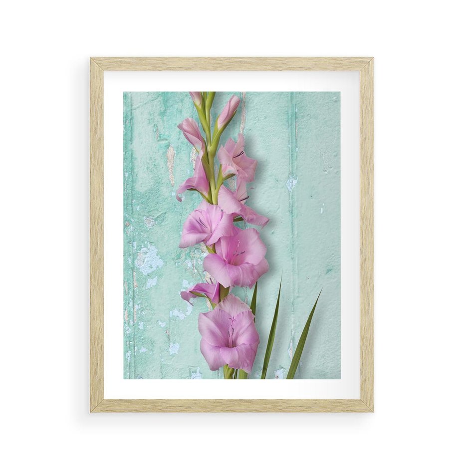 Plakat w ramie 40x50 - Piękno w delikatności - kwiaty, różowe - rama drewno