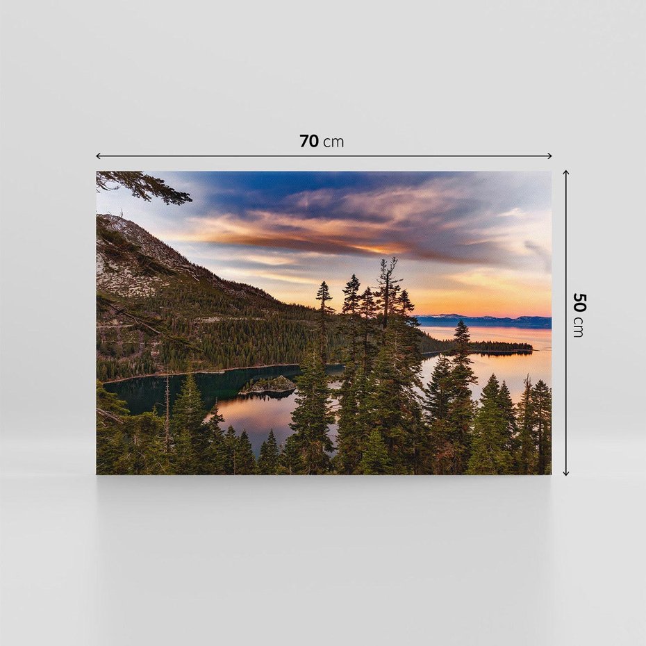 Obraz na płótnie 70x50 - Jezioro w lesie spokój natury - jezioro, las