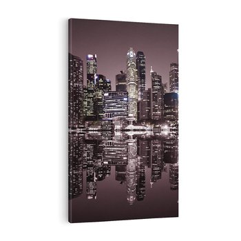 Obraz na płótnie 50x70 - Miejskie światła ożywiające nocne niebos - Singapur, miasto
