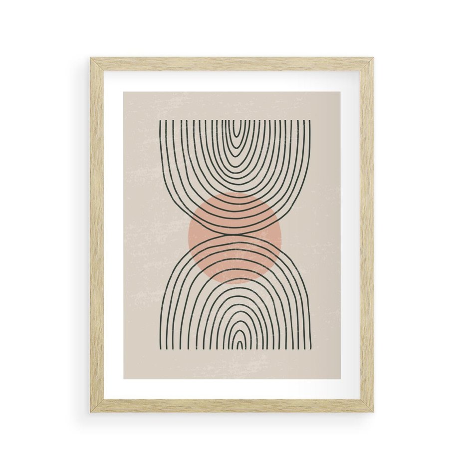 Plakat w ramie 40x50 - Nowy Rytuał - abstrakcyjna sztuka, boho kształty - rama drewno