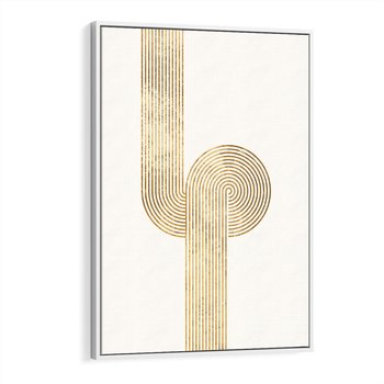 Obraz w ramie 50x70 - Podróżne Kształty - geometryczne linie w złotym kolorze, minimalizm - rama biała