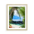 Plakat w ramie 40x50 - Palmy tańczące na tropikalnej plaży - palmy, plaża - rama drewno