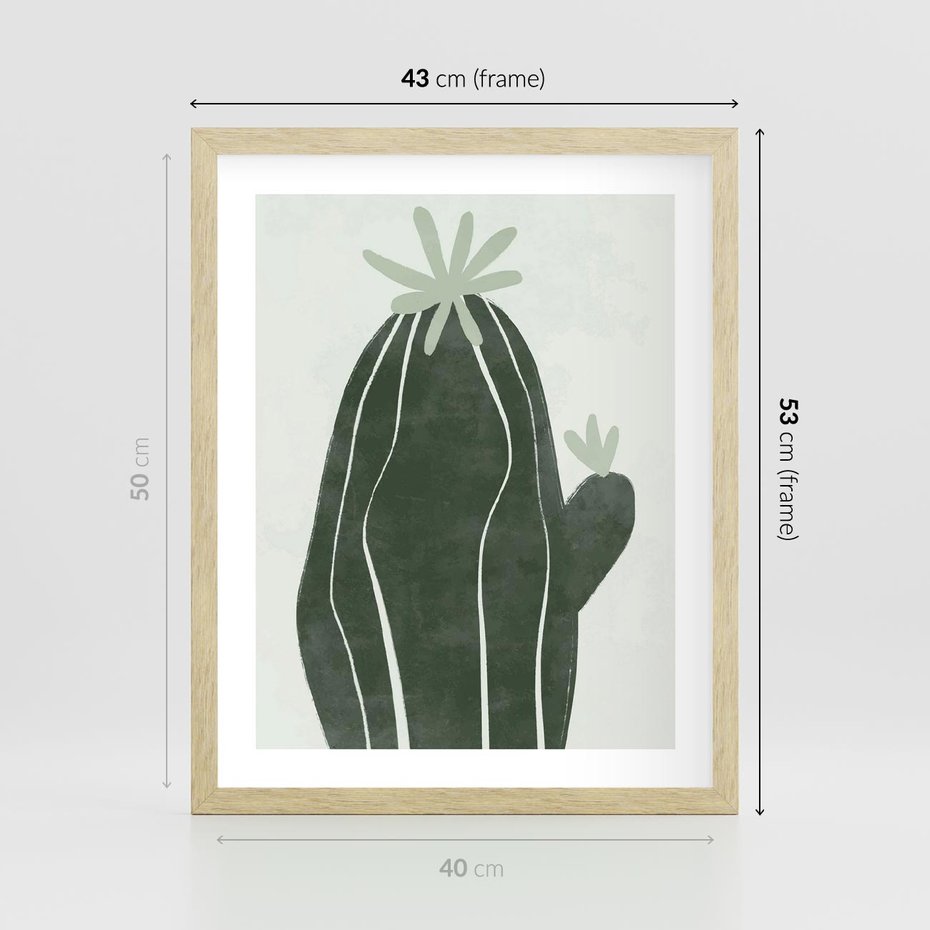 Plakat w ramie 40x50 - Zieleń Inspirującego Życia - zielony plakat, minimalizm - rama drewno