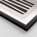 Plakat w ramie 50x70 - Migotliwa Transformacja Form - minimalizm, czarne pasy - rama czarna