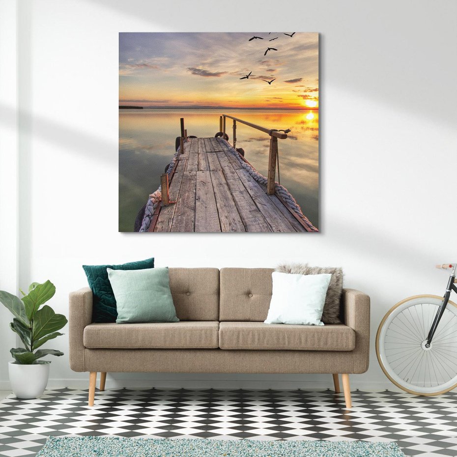 Obraz na płótnie 40x40 - Zachód Słońca na Pomostcie - zachód, słońca