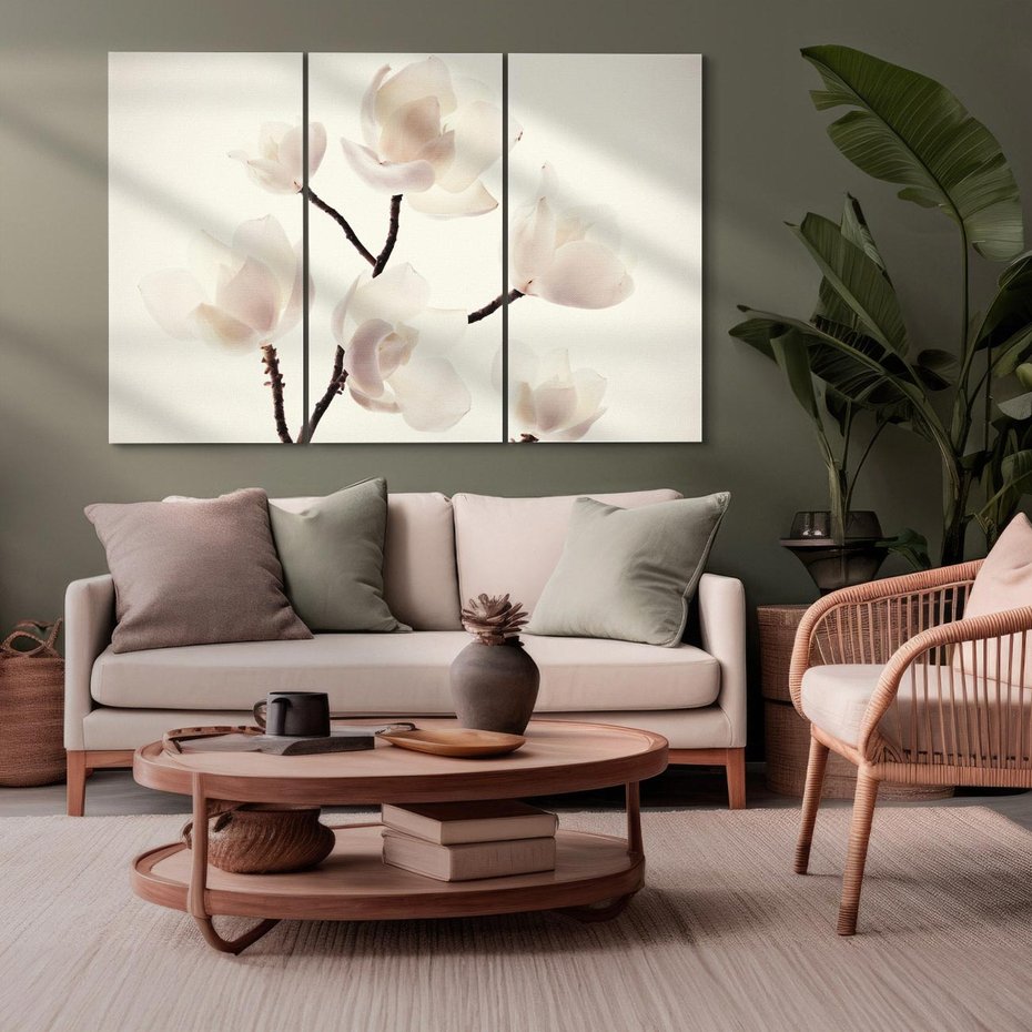 Obraz na płótnie 120x80 - Elegancja Natury - magnolia, białe