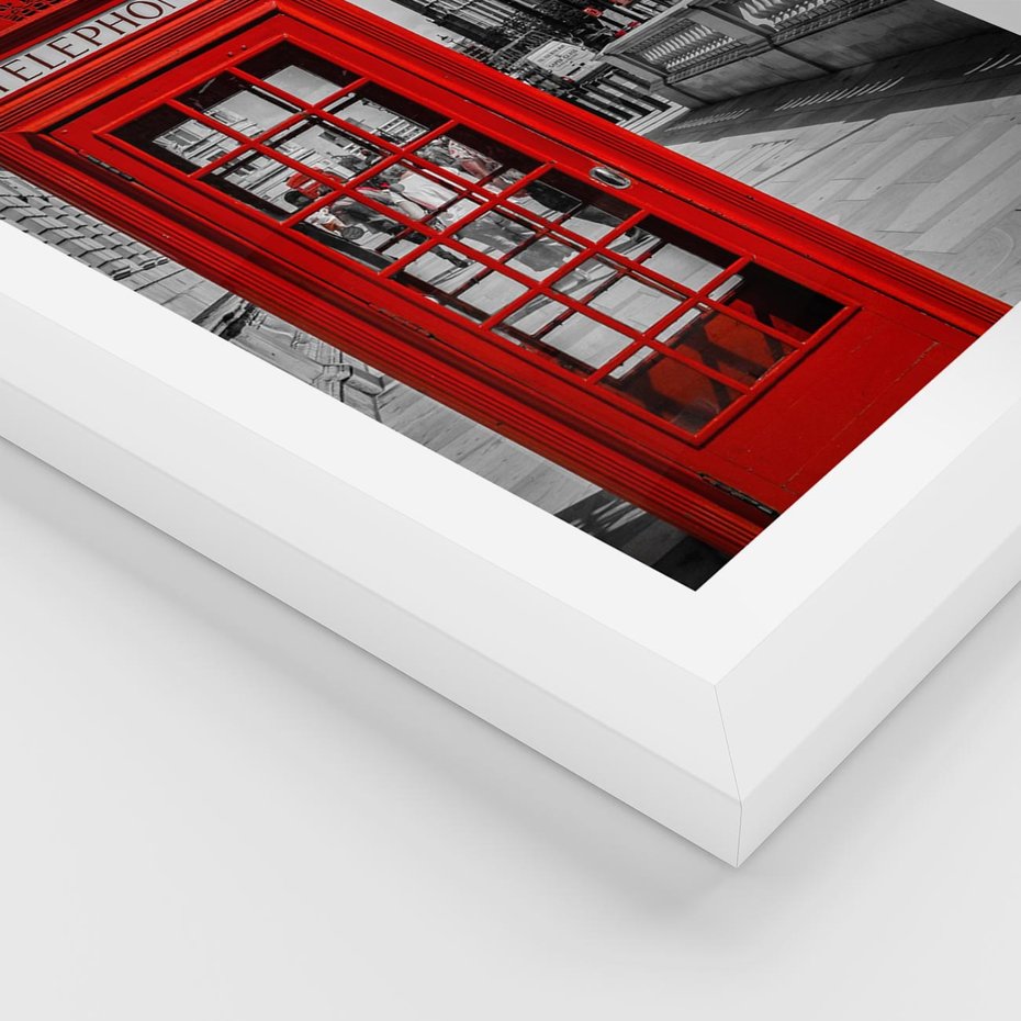 Plakat w ramie 40x50 - Budka w Londynie - Londyn, budka - rama biała