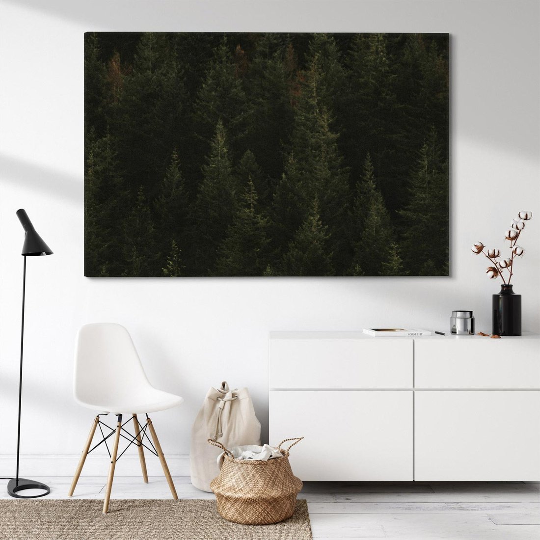Obraz na płótnie 70x50 - Ciemny las iglasty - las, iglasty