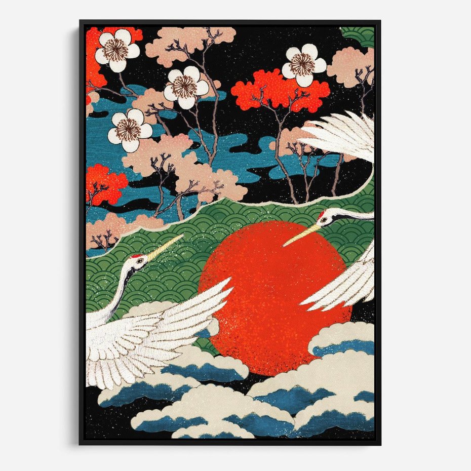 Obraz w ramie 50x70 - Wibracje emocji - sztuka japońska, wyraziste kolory - rama czarna