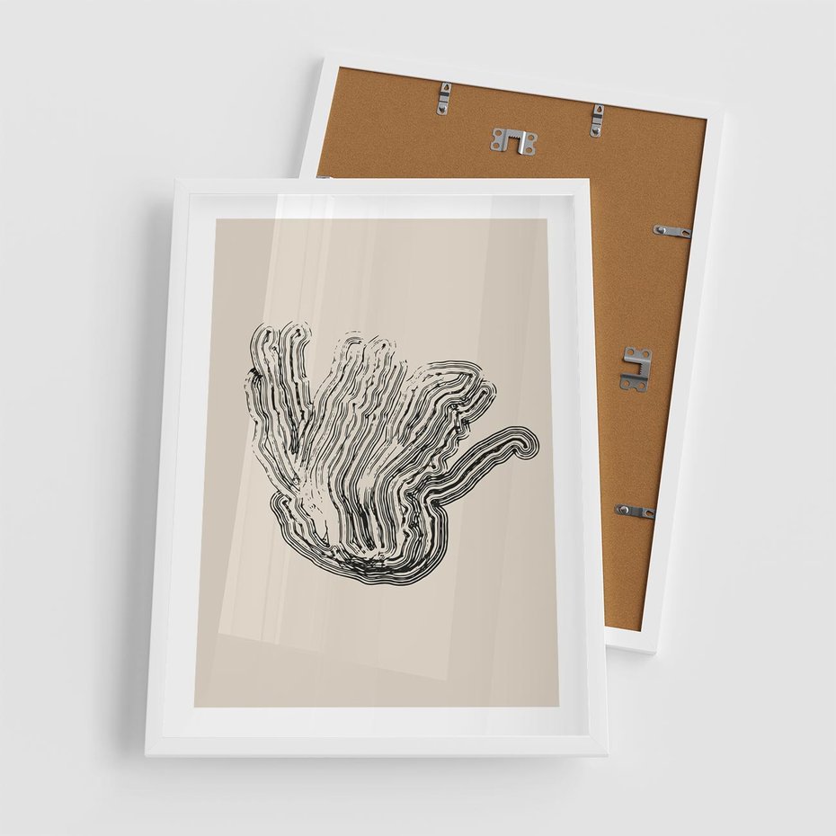 Plakat w ramie 50x70 - Abstrakcyjne Odbicie - abstrakcyjne odbicie, biało czarny - rama biała