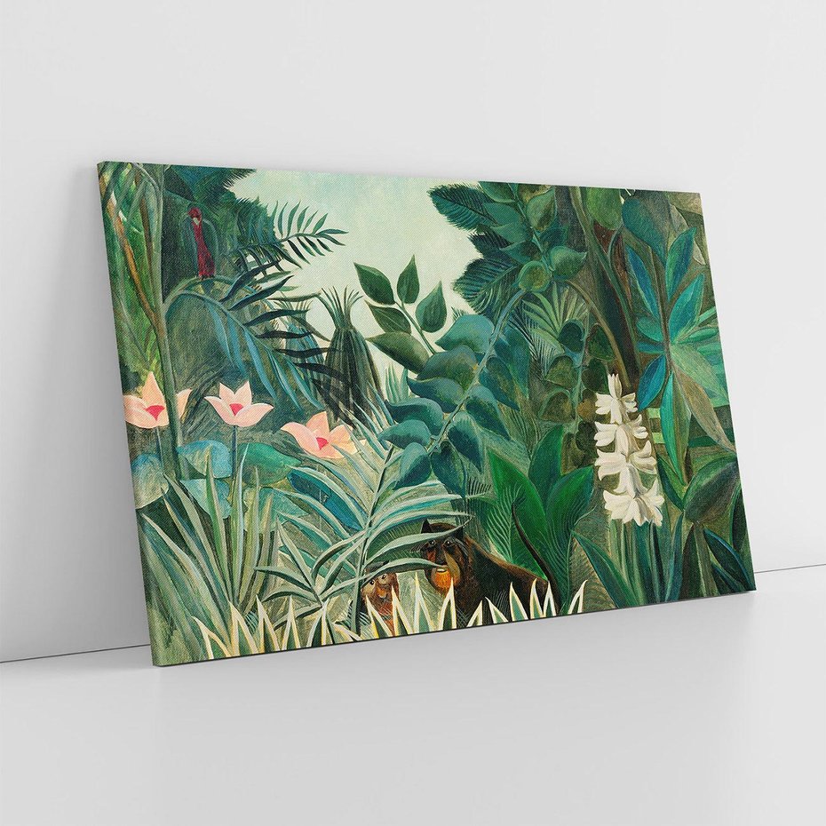 Obraz na płótnie 100x70 - "The Equatorial Jungle " (1909) Henri Rousseau - Reprodukcja - reprodukcja, obraz na płótnie