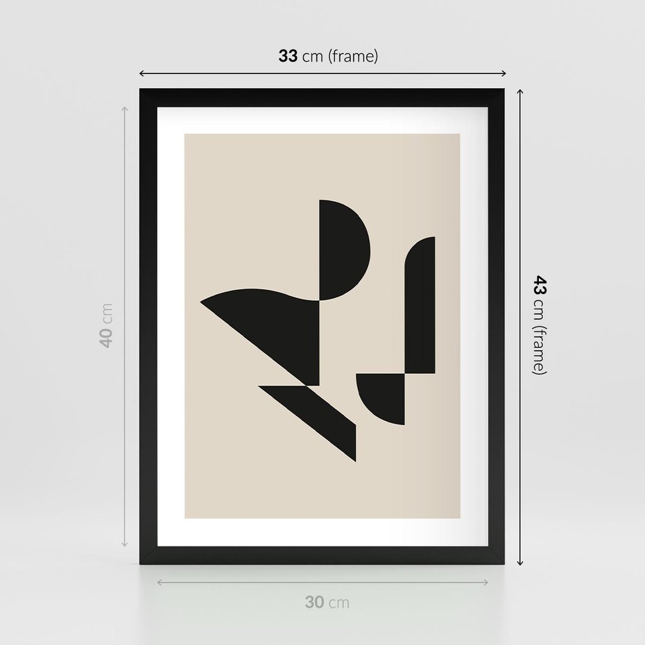 Plakat w ramie 30x40 - Rozkwitająca Abstrakcja - abstrakcyjne geometryczne kształty, minimalizm - rama czarna