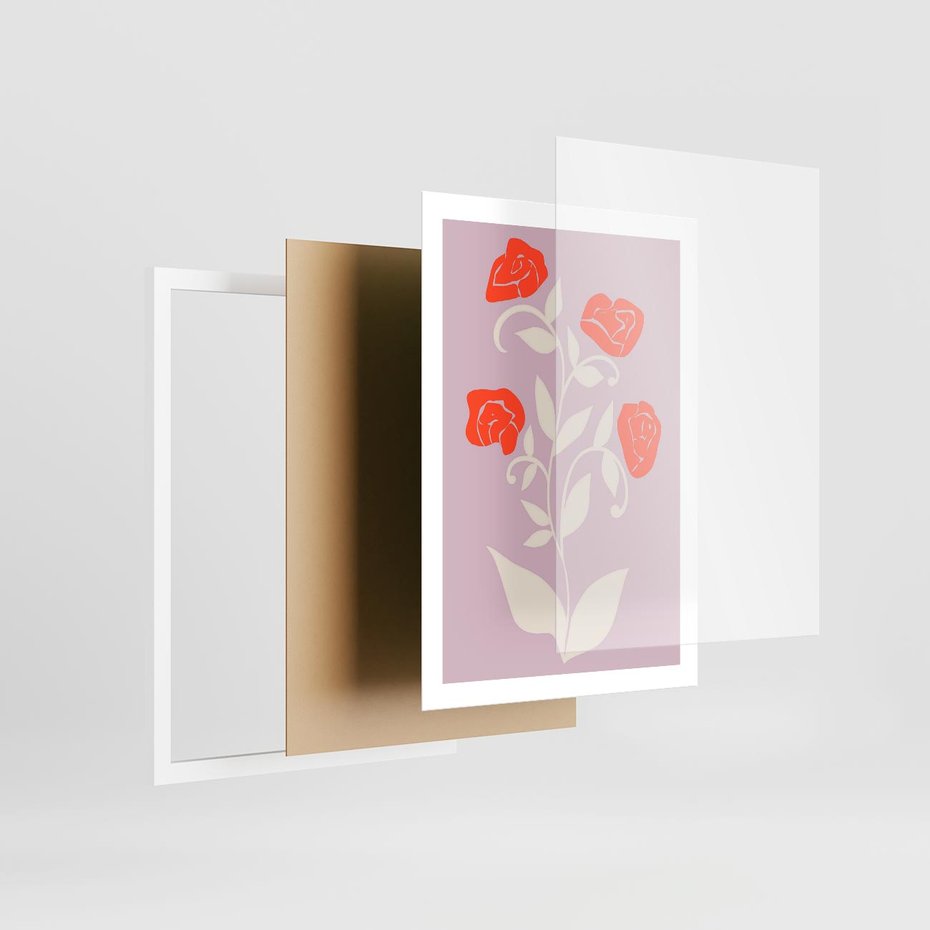 Plakat w ramie 50x70 - Migotliwe Widzenie Kwiatów - nowoczesny plakat, roślinne motywy - rama biała