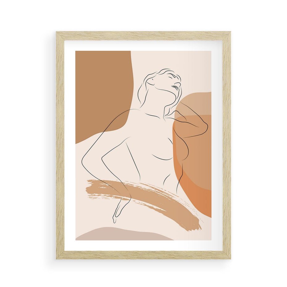 Plakat w ramie 50x70 - Sztuka Prostoty - kobieta, szkic - rama drewno