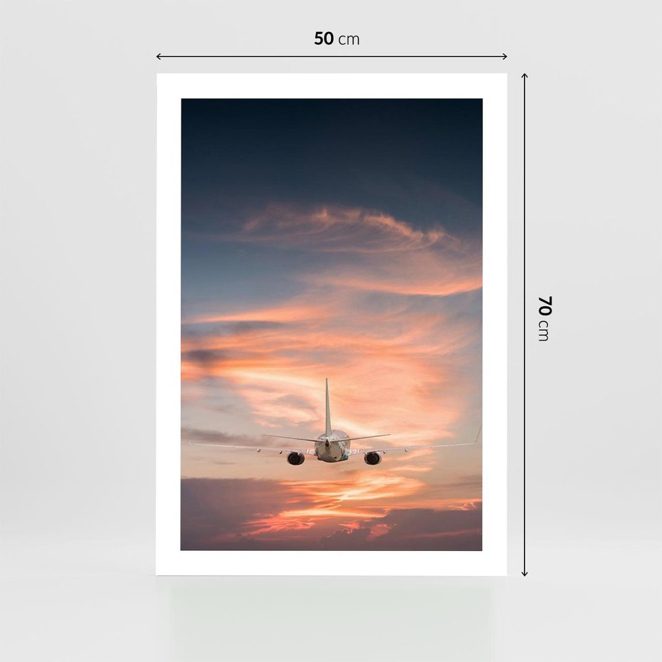 Plakat bez ramy 50x70 - Podróż w Kierunku Słońca - samolot, samolot w powietrzu