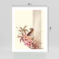 Plakat bez ramy 40x50 - Kwiatowe Zanurzenie - japońska sztuka, ptak