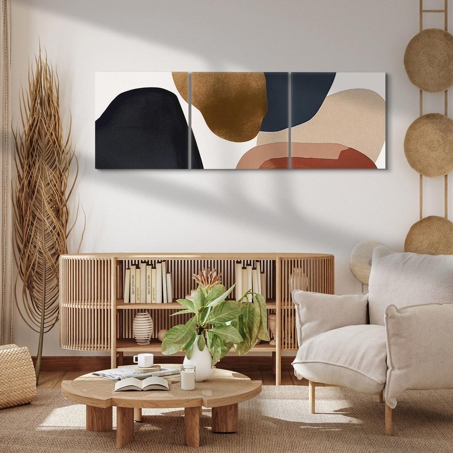 Obraz na płótnie 120x40 - Wibracje uczuć i emocji - nieregularne plamy, czarny