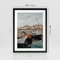 Plakat w ramie 30x40 - Malowniczy Krajobraz Morski - morze, łódki - rama czarna