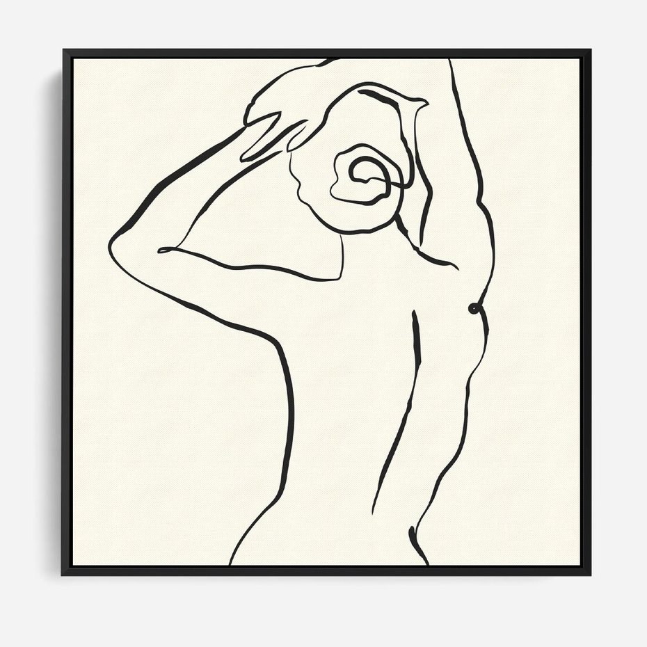 Obraz w ramie 50x50 - Tajemniczy Rytm - kobieta, posąg - rama czarna