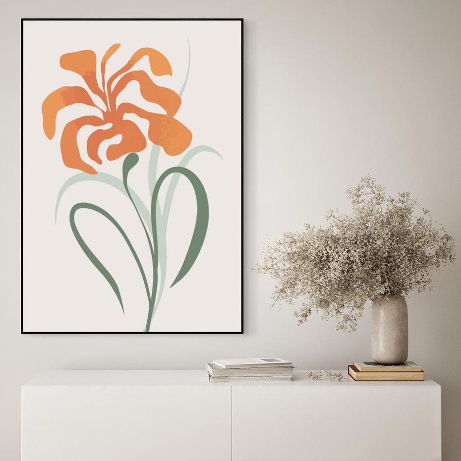 Obraz w ramie 50x70 - Kwiatowe Harmonie - kwiat, sztuka nowoczesna - rama czarna