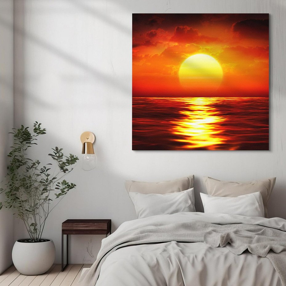 Obraz na płótnie 40x40 - Romantyczny Zachód Słońca nad Morzem - zachód, słońca