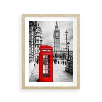 Plakat w ramie 40x50 - Ikoniczna budka w Londynie - Londyn, budka - rama drewno
