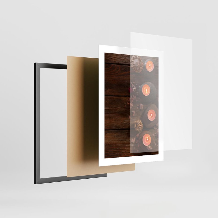 Plakat w ramie 30x40 - Relaksujące spa z pochodniami - spa, świece - rama czarna