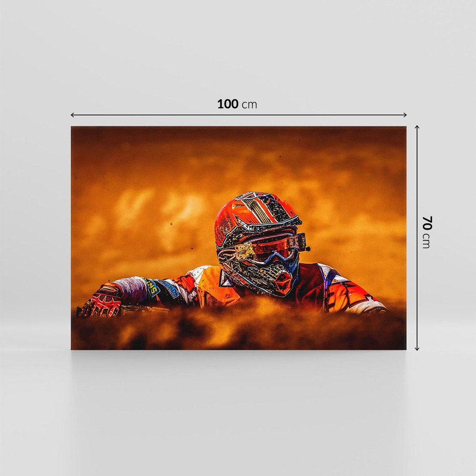 Obraz na płótnie 100x70 - Na Torze Wyścigowym Motocyklowe Zmagania - motocyklista, wyścig