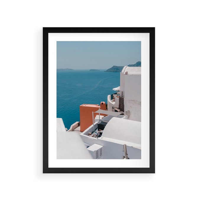 Plakat w ramie 30x40 - Magiczna Wyspa na Twojej Ścianie - Santorini, wyspa - rama czarna