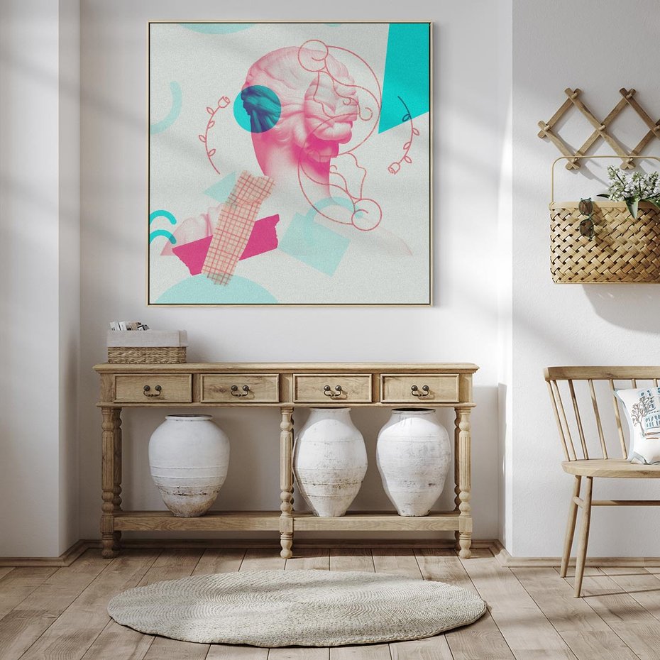 Obraz w ramie 50x50 - Sztuka w Różach - nowoczesna sztuka, kolaż ze zdjęć - rama drewno