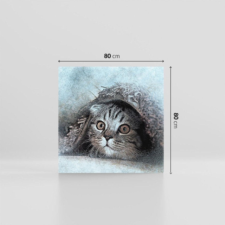 Obraz na płótnie 80x80 - Kot w abstrakcyjnym otoczeniu - kot, sztuka