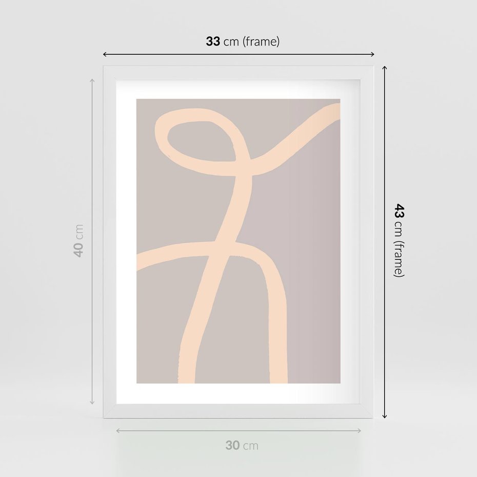 Plakat w ramie 30x40 - Beżowe Boho Zaplątanie - minimalistyczny obraz, nowoczesny - rama biała