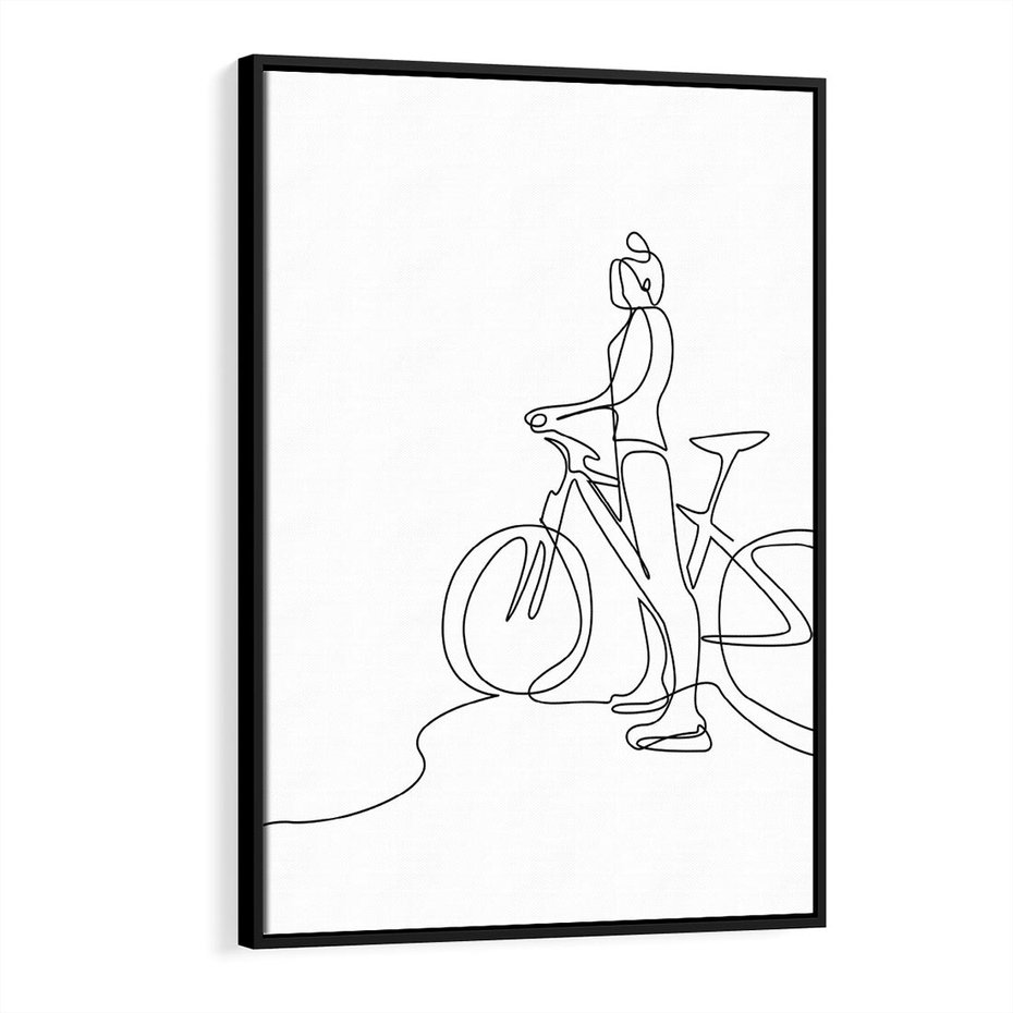 Obraz w ramie 70x100 - Minimalistyczna Przejażdżka - szkic, minimalizm - rama czarna