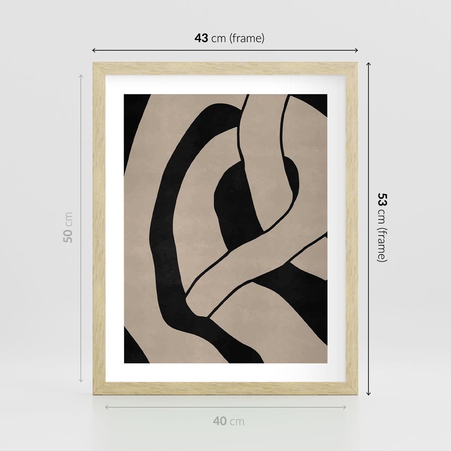 Plakat w ramie 40x50 - Obce Wariacje - abstrakcyjne linie, mroczny plakat - rama drewno