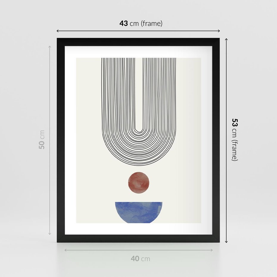 Plakat w ramie 40x50 - Rozplątane Wibracje - nowoczesny plakat, styl midcentury - rama czarna