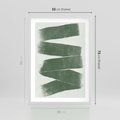 Plakat w ramie 50x70 - Zielone Refleksje - abstrakcja, zgaszony zielony kolor - rama biała