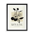 Plakat w ramie 50x70 - Podróż linii kwiatowego czasu - kwiaty, typografia - rama czarna