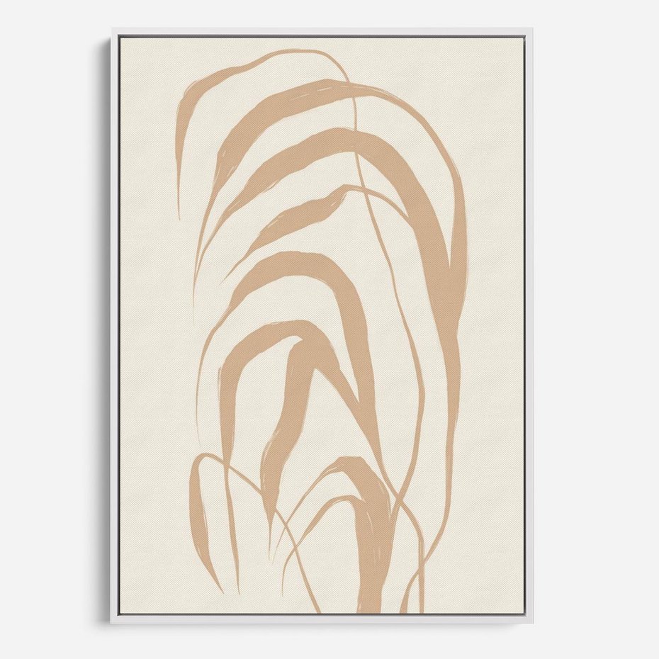 Obraz w ramie 80x120 - Formy Nowoczesności - minimalistyczny plakat, liście palmy - rama biała