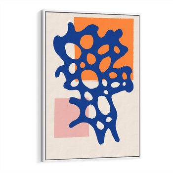 Obraz w ramie 80x120 - Migotliwe Nastroje - abstrakcyjna niebieska forma, dziwne kształty - rama biała