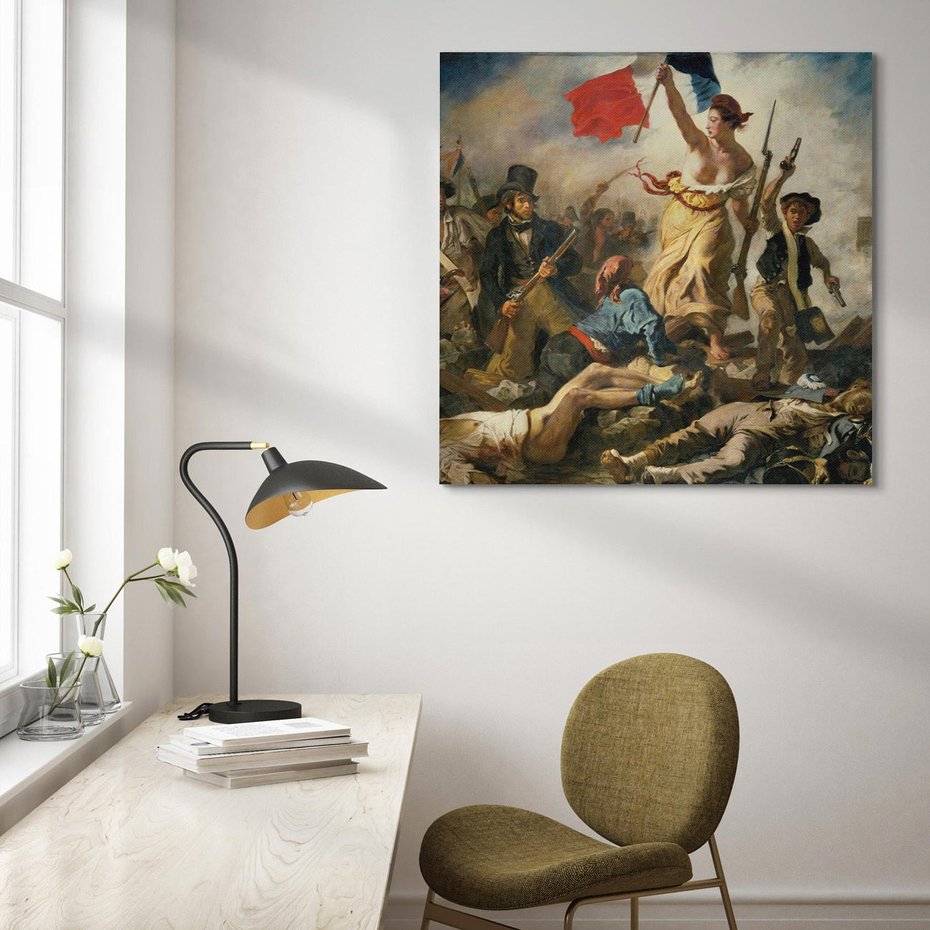 Obraz na płótnie 40x40 - "Wolność prowadząca lud" Eugène Delacroix - Reprodukcja - reprodukcja, obraz na płótnie