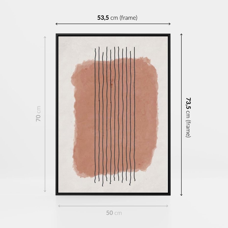 Obraz w ramie 50x70 - Rozmyte Widzenia - abstrakcyjna akwarelowa plama, nieregularne kreski - rama czarna