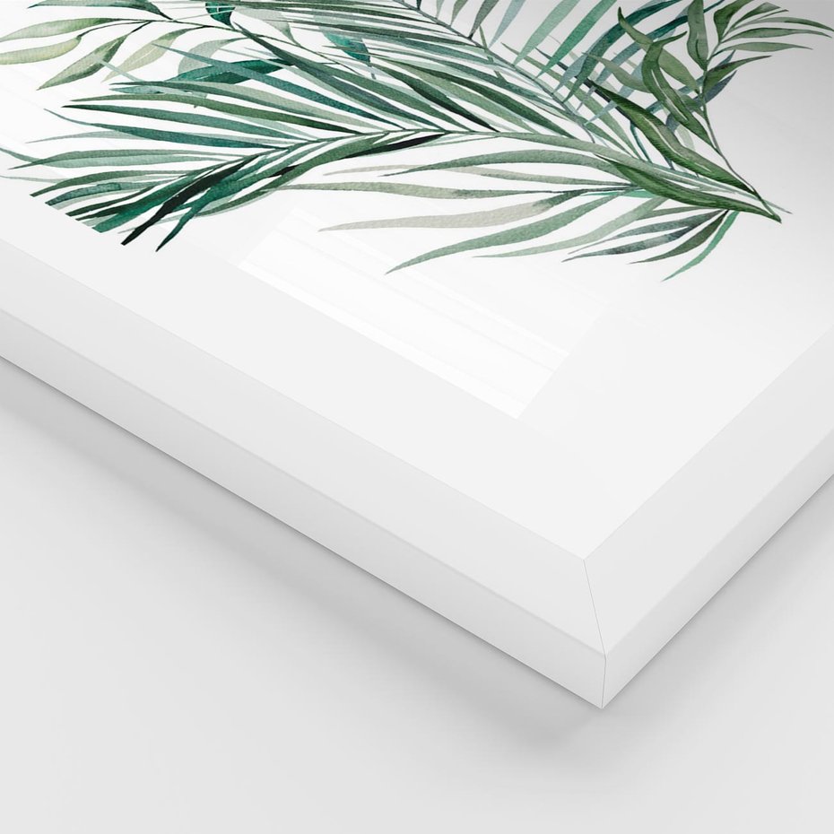 Plakat w ramie 50x70 - Blask Natury - złote, liście - rama biała