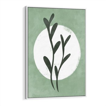 Obraz w ramie 50x70 - Kształty Zielonego Ukojenia - zielony plakat, roślinne motywy - rama biała