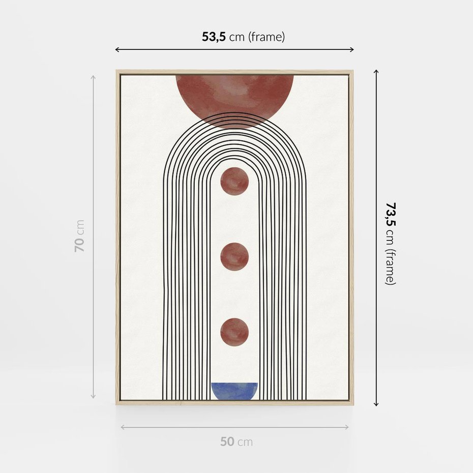 Obraz w ramie 50x70 - Symfonia Kształtów - nowoczesny plakat, styl midcentury - rama drewno